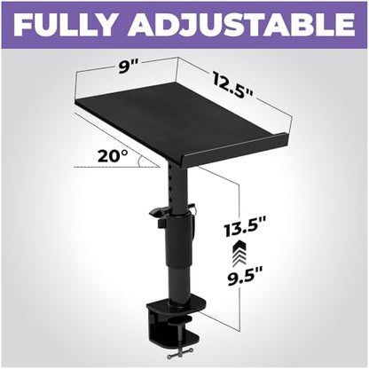 Liquid Stands Studio Monitor Stands - Music Studio Desktop Speaker Stand - 2 Pack 12x9 Clamp-on Adjustable Short or Tall Speaker Support for Music Booth Desk Audio Monitor Stand Mount with Tilt