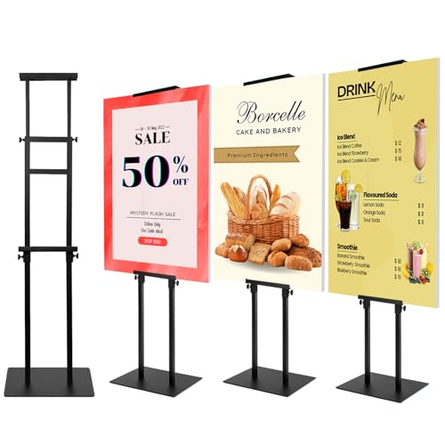 4PACK Adjustable Poster Holder, Foam Board Stand for Display, Heavy Duty Pedestal Sign Holder, Metal Stand for Display Board Up to 83