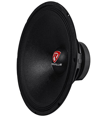 Rockville RVP18W4 18" Raw Replacement DJ PA Subwoofer, 4 Ohm | 1200W Peak / 600W RMS, 90 Oz Magnet, 3" CCAW Voice Coil, Paper Cone, Steel Basket, Banana Terminals, 26Hz-500Hz, 101dB - style: 4 Ohm