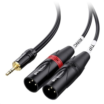 Cable Matters 3.5mm TRS to 2 XLR Cable, Male to Male, 6ft | 1/8 Inch TRS, Aux to Dual XLR Male Breakout Cable - size: 6 ft