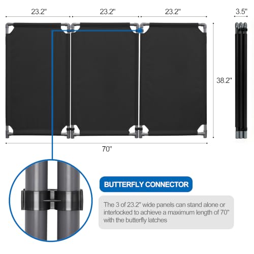 RELIANCER 3-Panel Safety Barricade,5.8FT Foldable Security Sign Barrier Gate,Safety Warning Barricade Fence,Traffic Barricades,Outdoor Crowd Control Barriers,Hazardous Area Driveway Isolation Gate - color: Black