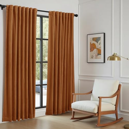 P Pothuiny Gold Brown Blackout Velvet Curtains 84 Inches Long 2 Panels - color: Gold Brown, size: 52"W x 84"L (Pack of 2)