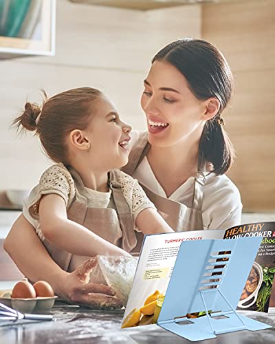 MSDADA Desk Book Stand Metal Reading Rest Book Holder Adjustable Document Holder Portable Sturdy Bookstands for Textbooks,Music Books,Recipe,Mobile Phone (Macaron Blue) - color: Macaron Blue