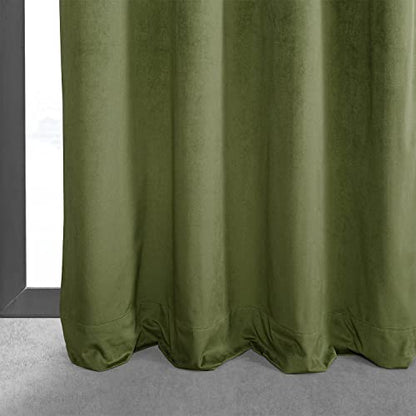 HPD Half Price Drapes Signature Grommet Blackout Velvet Curtains 96 Inches Long Heat & Full Light Blocking Blackout Curtains for Bedroom & Living Room (1 Panel), 50W x 96L, Basque Green - color: Basque Green, size: 50"W x 96"L (Pack of 1)