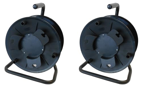 Audio2000'S ADC2716B2 Two-Pack Black Portable Cable Reels/Cord Reels, Each with a Reel Lock/Stopper, Capacity of Each Reel: 330 feet of 6mm Cable/Cord (Total Two Cable Reels)