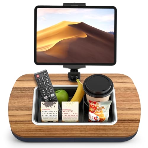 ERGONOV Tablet Pillow Stand for Lap, Adjustable iPad Holder with Snack Bowl | 360° Rotating Clip for 4.7-13" Kindle, Phone, iPad. Ideal for Hands-Free Reading and Relaxation on Bed, Couch, Recliner -Gray - color: Muted gray