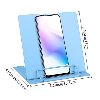 Honagu Metal Desk Book Stand, Adjustable Book Holder, Hands-Free for Reading, Document Holder, Cookbook Stand, Small Bookstands for Music Books, Textbooks, Recipe, Tablet, iPad (Light Blue) - color: Light Blue