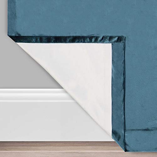 Eclipse Absolute Zero Harper Velvet Blackout Thermal Insulated Rod Pocket Curtains for Bedroom, Single Panel, 50" x 84", Teal - color: Teal, size: 50"W x 84"L (Pack of 1)