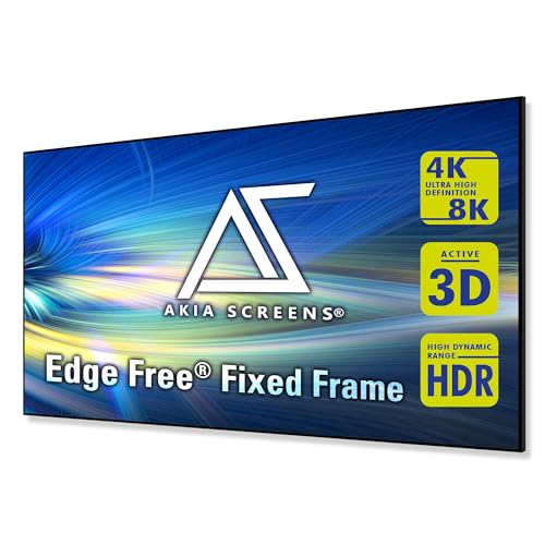 Akia Screens 145 Inch Edge Free Fixed Frame Projector Screen 16:9 8K 4K Ultra HD 3D Ready CINEWHITE UHD-B 1.3 Gain Wall Mounted Indoor Home Theater Screen for Projector – AK-NB145H. - color: CineWhite UHD-B, size: 145"/16:9