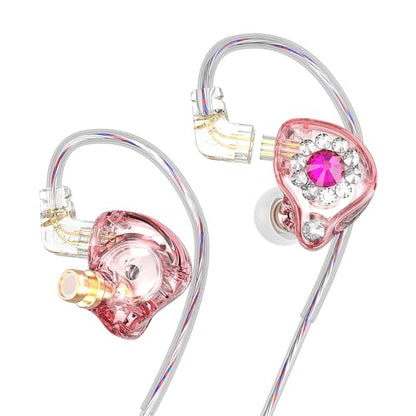 Wired Gaming Earbuds AK6 SPARK Detachable IEM Bass Sound Headphones Pink | 1DD HiFi in Ear Monitor 11mm Dynamic Driver for Video Music Gaming NO MIC - color: Dark Pink