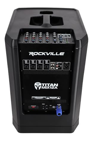 Rockville Titan MIX12A 3200W Peak 12-Inch Powered Column Array PA System with Subwoofer, 8-Channel Mixer, Bluetooth Audio, DSP, Travel Bags