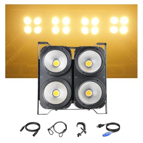 COB LED Spot DMX Blinder DJ Lights, 4x100w 4 Eye Matrix Focus for Stage Lighting, 3200k Warm White Color Party DJ Disco Lights for Wedding Parties - color: 4X100W Warm White