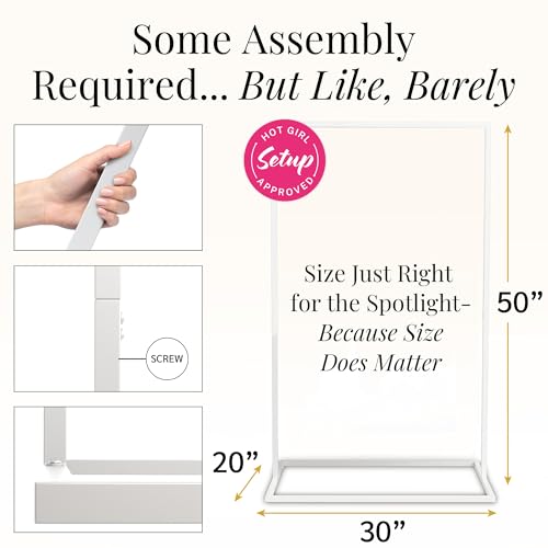 White Wedding Welcome Sign Stand with Holder - Elegant Metal Easel Display for Seating Chart, Reception Signs, Welcome Board - 30+ Customizable designs for Baby, Bridal Shower - Versatile Party Sign Holder - color: White