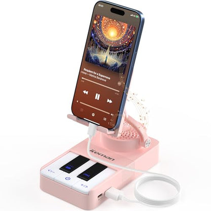 JTEMAN Cell Phone Stand with Bluetooth Speaker and Charging Stand,Piano Keys Design,Music Lovers & Teacher Gifts,Birthday Gifts for Men Women Dad Mom,Cool Tech Gadgets-Pink - color: Pink