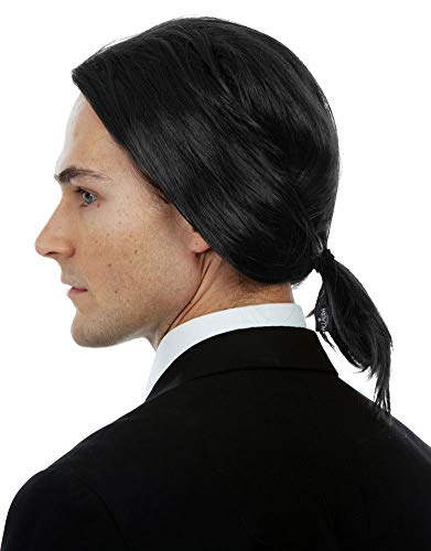 ALLAURA Compatible with John Wick Wig – Black Hitman Wig for Men, Tieable into Ponytail – Assassin, Keanu, Vincent Vega, Farquaad, Vampire Cosplay – 90s Action Movie Halloween Costume Hairpiece - color: 18-Black