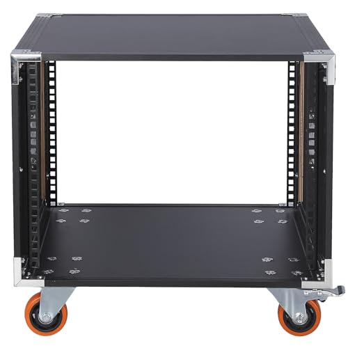 Movable AV Gear Rack 8U 19in Mobile Floor Standing Network Device Storage Cabinet Stand - Audio Stereo Studio DJ Equipment Rack Server IT Data Devices Storage Cabinet Enclosure with Castors - size: 8U