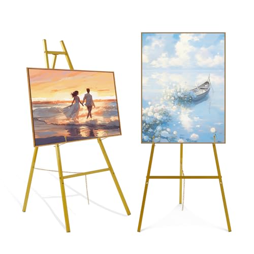 43.5" Gold Easel Stand for Sign, Heavy Duty Metal Display Easel - size: 43.5