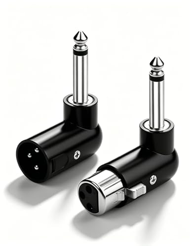 CERRXIAN XLR to 1/4" TS Adapter, Unbalanced 3Pin XLR Male/Female to 90 Degree 6.35mm Mono Male Audio Adapter for Microphone, Mixer, Guitar Amp - size: Male+Female