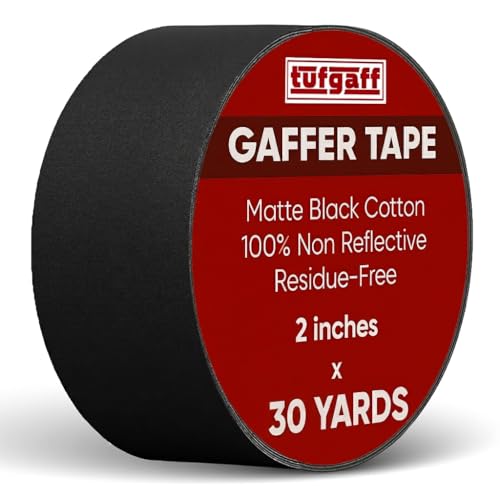 Professional Black Gaffers Tape, Heavy Duty, No Residue, Matte Non-Reflective, Residue-Free, Heavy Duty Gaffer, Water-Resistant, Strong Fabric Floor Tape (2 inch x 30 Yards) Black - size: 2 Inches by 30 Yards
