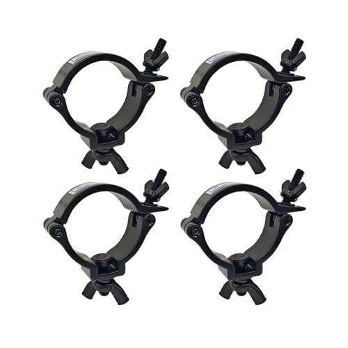 4 Pack 2.28-2.36 Inch Stage Lighting Clamp Heavy Duty 220lb Aluminum Light Truss O-Clamp Fit OD 58-60mm of Pipes for DJ Par Light Moving Head Lights Black - color: 4 Pcs Black Clamps