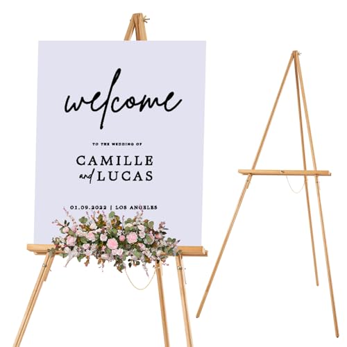 Falling in Art 65" A-Frame Wooden Tripod Easel Stand (Natural) | Display Easel with Adjustable Canvas Holder, Floor Easel for Wedding Signs, Posters, Paintings, Artwork - color: Natural-1 Pack