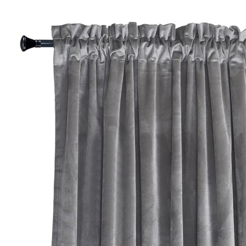 Roslynwood Silver Velvet Curtain 63 inches Long - Curtains Block Light Rod Pocket Thermal Insulated Window Drapes for Living Room/Bedroom/Dining Room, 52Wx63L, 2 Panels - color: Silver, size: 52"W x 63"L (Pack of 2)