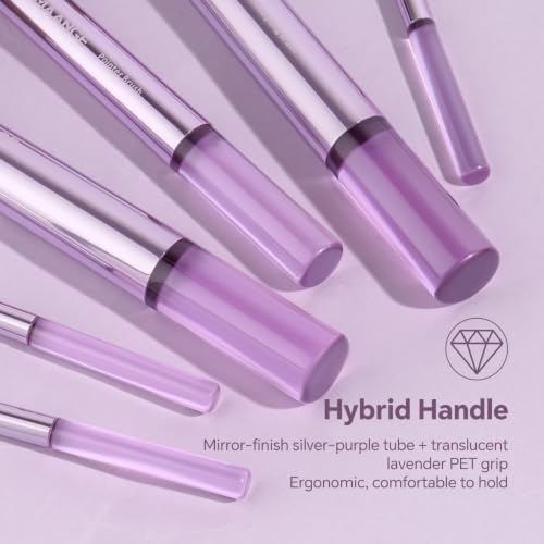 MAANGE 13 Pcs Makeup Brush Set, Premium Synthetic Makeup Brushes Kit for Foundation, Powder, Blush, Contour & Eyeshadow Makeup Tools with Beauty Sponge (Purple) - color: Purple