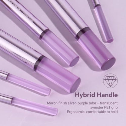 MAANGE 13 Pcs Makeup Brush Set, Premium Synthetic Makeup Brushes Kit for Foundation, Powder, Blush, Contour & Eyeshadow Makeup Tools with Beauty Sponge (Purple) - color: Purple