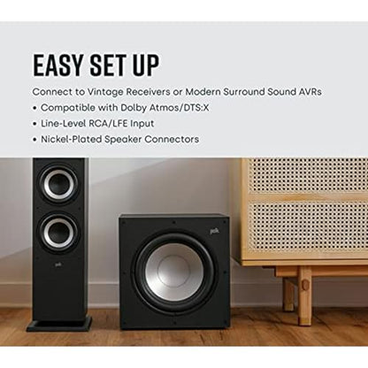 Polk Audio Monitor XT12 12" Powered Subwoofer, Deep Bass (Midnight Black) - style: 12" Subwoofer (XT12)