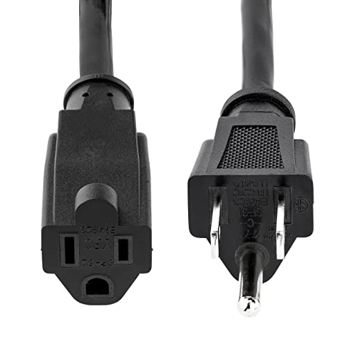 StarTech 15ft Heavy Duty Extension Cord, Black (HX-15F-POWER-CORD) - size: 15 ft, style: 14 AWG/15A/125V