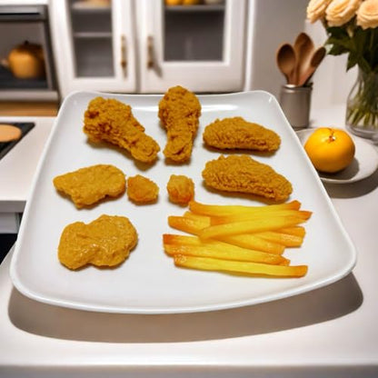 17pcs Artificial Fake Fried Food Model Set, Included Fake Fried Chicken Leg &Wing&Nuggets&Popcorn and Fake Fries,Simulation Fried Food Photography Display Props - color: 17pcs Fake Fried Food Model Set