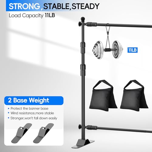 EMART 10x8ft Backdrop Banner Stand Adjustable Backdrop Stand Heavy Duty - size: 10 x 8FT
