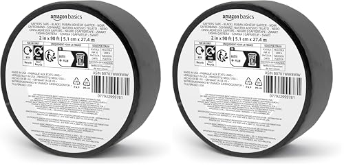 Amazon Basics No Residue, Non-Reflective Gaffers Tape for Photography, 2 inch x 90 feet, Black (Pack of 2) - color: Black, size: 2" x 90' (Pack of 2)