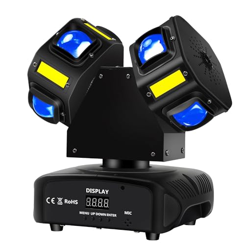 MFL. Moving Head DJ Light, Mini Double Heads 10 LED RGBW Beam,10 LEDs Golden Strobe Sound Activated DMX 512 Stage Lights for DJ KTV Disco Party, Black