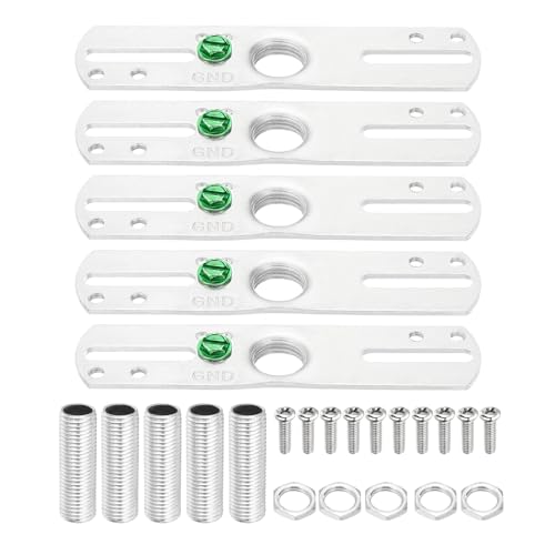 PATIKIL 4" Light Crossbar Kit, 5 Set Universal Light Fixture Mounting Bracket with 1/4IP Tap Center Hole Ceiling Light Plate Canopy Hardware Set for Chandelier Wall Light, Silver Tone - size: 1/4IP