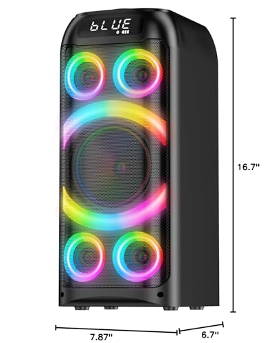 Bluetooth Speaker, 160W Peak Powerful Loud Stereo Sound Deep Bass Wireless Boombox Portable Large Party Speakers with Subwoofer TWS Pairing Dynamic LED Light for Outdoor Camping Backyard Events