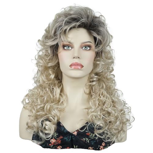 Aimole Long Curly Wigs Synthetic Ombre Blonde Cosplay Women Wig Heat Resistant Hair (TT1654) - color: #TT1654