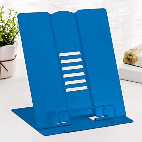 Large Book Stand Metal Reading Rest Book Holder Adjustable Cookbook Holder | Document Holder Portable Bookstands for Textbooks/Recipe, the First Day of School Gift for Students, Teachers(Deep Blue) - color: Deep Blue