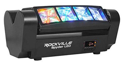 Rockville Spyder LED (8) Beam Moving Head Motorized DMX DJ/Party/Club Pro Light | RGBW CREE LEDs, Sound Activated, Daisy Chain Power In/Out, 6 Degree Beam Angle, Includes DMX Cable and Mounting Bracket
