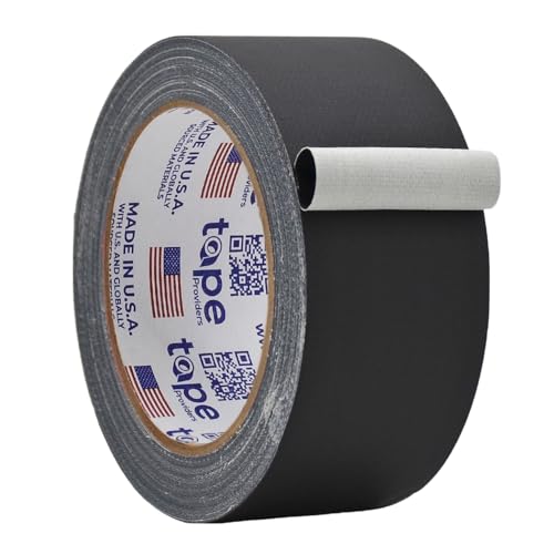 WOD GTC12 Gaffer Tape, Black Low Gloss Finish Film, 2 inch x 60 ft. (Pack of 24) Residue Free, Non Reflective Cloth Fabric, Secure Cords, Water Resistant, Photography, Filming Backdrop - color: Black, size: 2 in. - Pack of 24