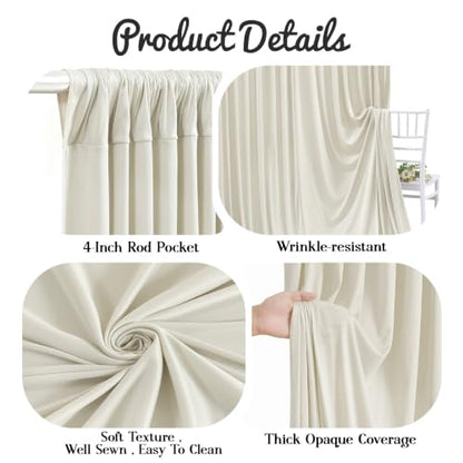 20ft x 12ft Beige Backdrop Curtains for Wedding Parties - color: Beige, size: W5' x H12'(4 panels)