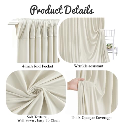10ft x 12ft Beige Backdrop Curtains for Wedding Parties - color: Beige, size: W5' x H12'(2 panels)