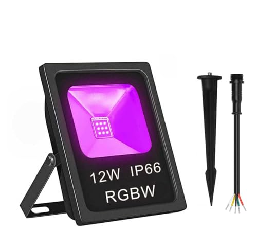 DMX Flood Lights,DMX512 led Pixel Flood Light, 12W-RGBW addressable DMX floodlight, DC12-24V Input IP65, for Outdoor Decorative/Garden/Stage Lighting/Christmas Party (1PCS-DMX-RGBWW(3000K)) - color: 1PCS-DMX-RGBWW(3000K)