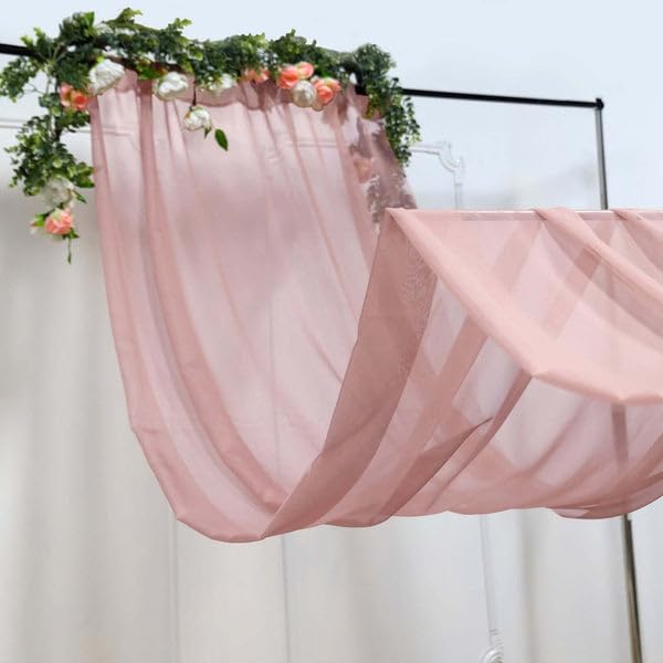 Tableclothsfactory Dusty Rose Sheer Premium Chiffon Curtain Panel Backdrop Drapery with Rod Pockets | 5ft x14ft - color: Dusty Rose, size: 5ftx14ft