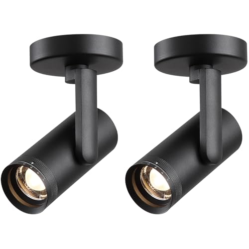 12W LED Dimmable Zoomable Indoor Ceiling Spotlight Directional Light - color: Black 2Pcs