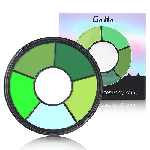 Go Ho 6 Colors Green Face Body Paint,Cream Washable Formula Face Painting for Halloween Cosplay,Body Paint FX Makeup Palette,Professional Costumes Face Paint Green Makeup - color: 6 Colors Green Makeup