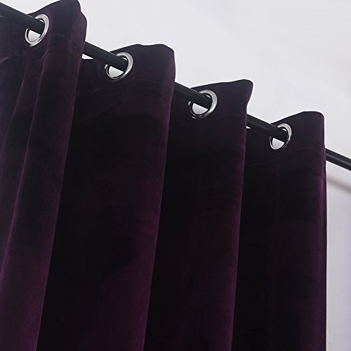 Cherry Home Set of 2 Blackout Velvet Energy Efficient Grommet Curtain Panel Drapes Lavender Purple 52Wx84L(2 Panels) Theater| Bedroom| Living Room| Hotel - color: Purple, size: 52"W x 84"L (Pack of 1)