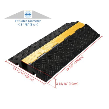 Yescom Cable Ramp Protector 1 Channel Garden Hose Protecitive 44000 Lbs Load Capacity Heavy Duty, 39.37"x22.83"x4.72" Speed Bump for Road, Driveway, Walkway and Commercial Use - size: 3.9"H - 1 Channel