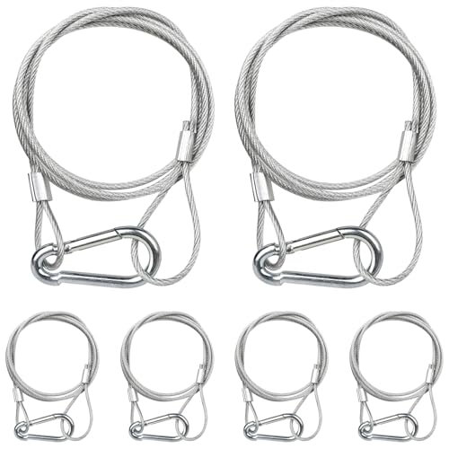 Mad Owl Safety Rope Fixing Device, Stage Light Safety Cable,Transparent Rope Head Truss Accessories Clamp Hook, 0.08 inches Diameter, 39.3 inches Length, (Pack of 6 White) - size: 6P 2mm/0.079"-100cm/39.37"
