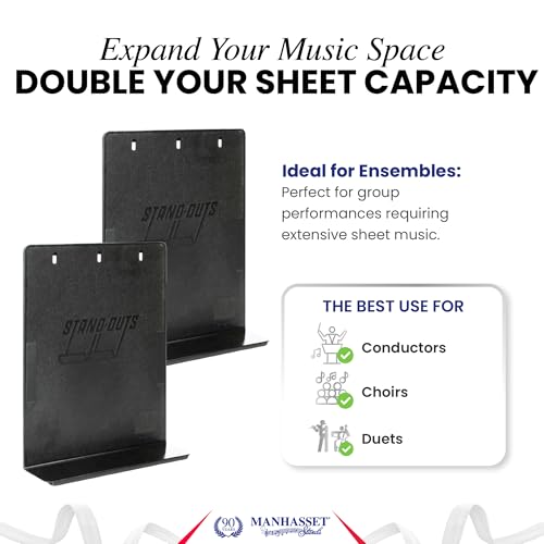Manhasset M91 Music Stand Shelf Extenders - Pair | Pair of Music Stand Shelf Extenders, Extra Support for Oversized Scores, Books and Sheet Music